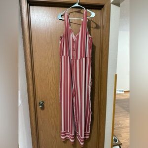 Striped Pink and White Jumpsuit